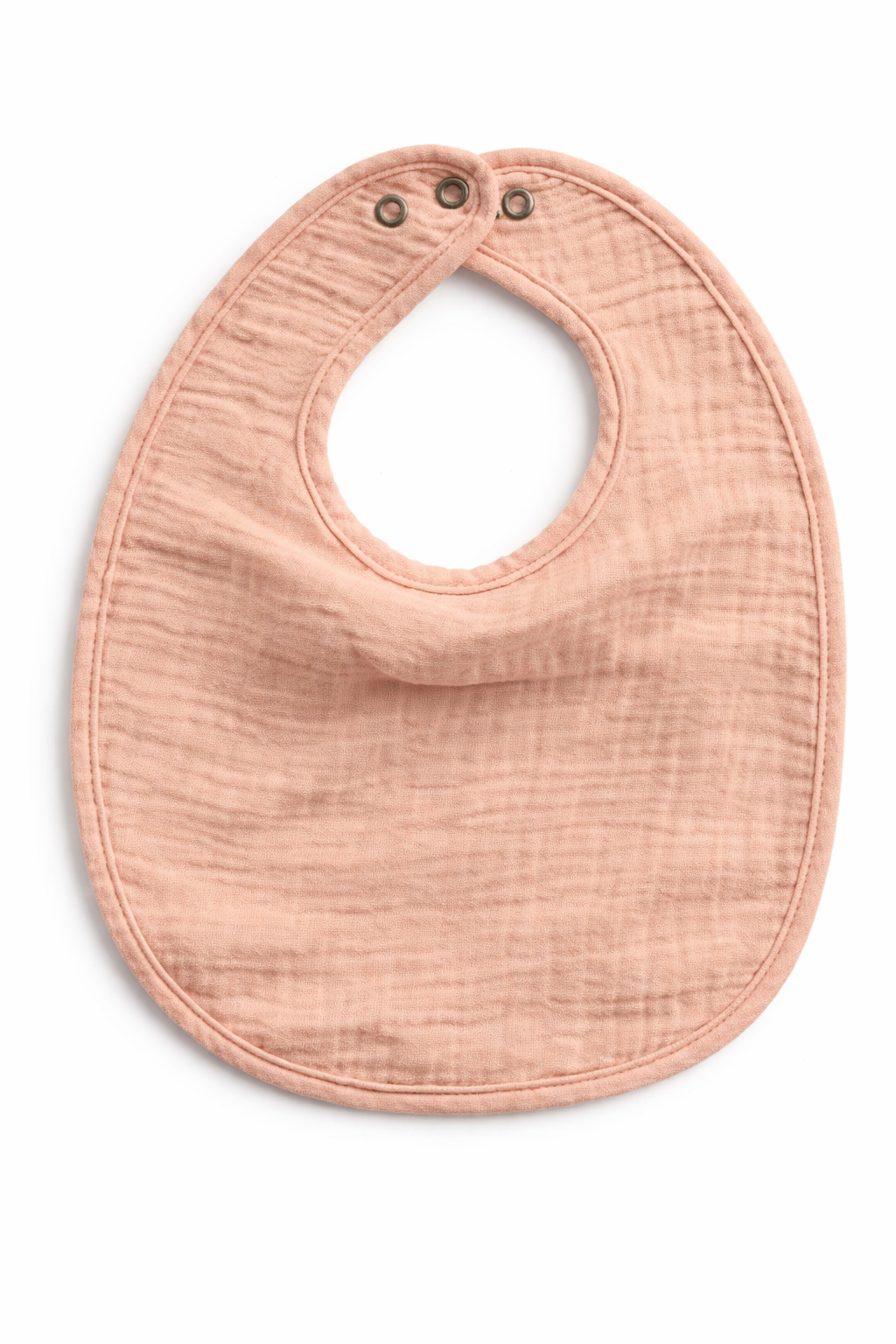 bavoir doux en mousseline rose poudré