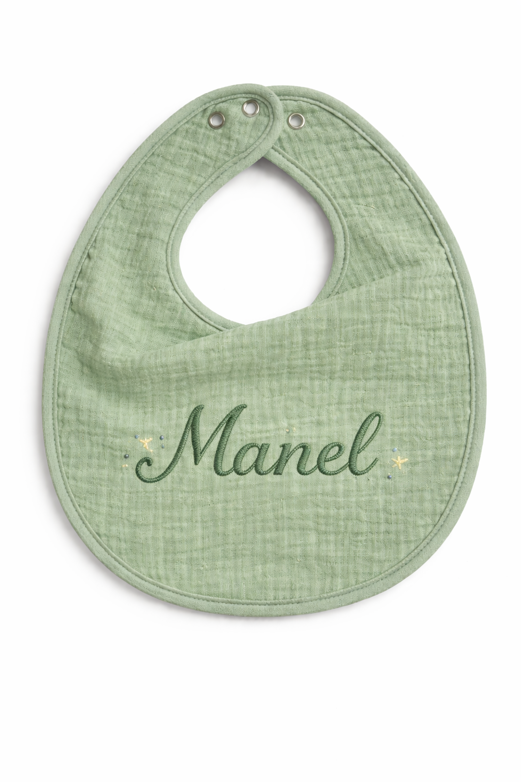 bavoir doux en mousseline vert